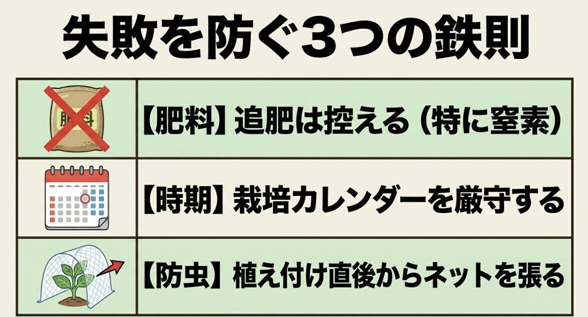 失敗を防ぐための3つの基本対策 ブロッコリー栽培の失敗を防ぐ3つの鉄則(肥料・時期・防虫)