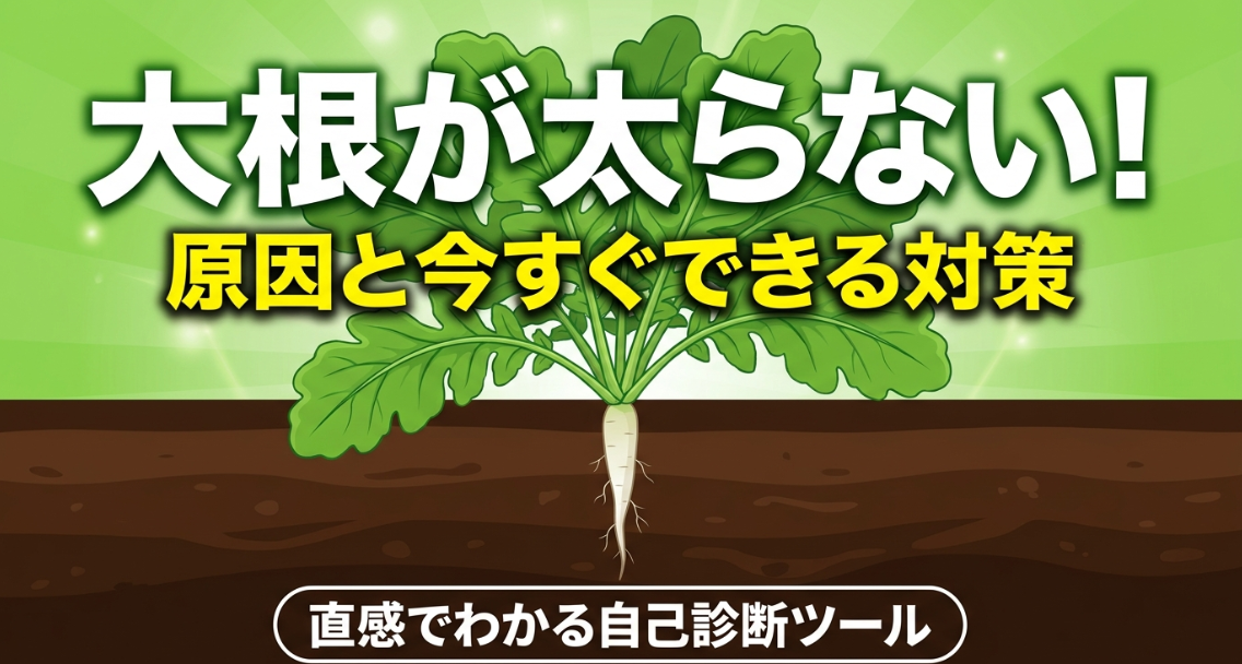 大根が大きくならない原因と今すぐできる対策を解説するスライド