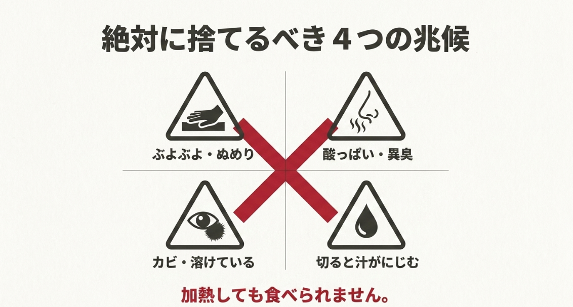 大根を捨てる目安となるぬめり、異臭、カビ、切ったときの汁の4つのサイン