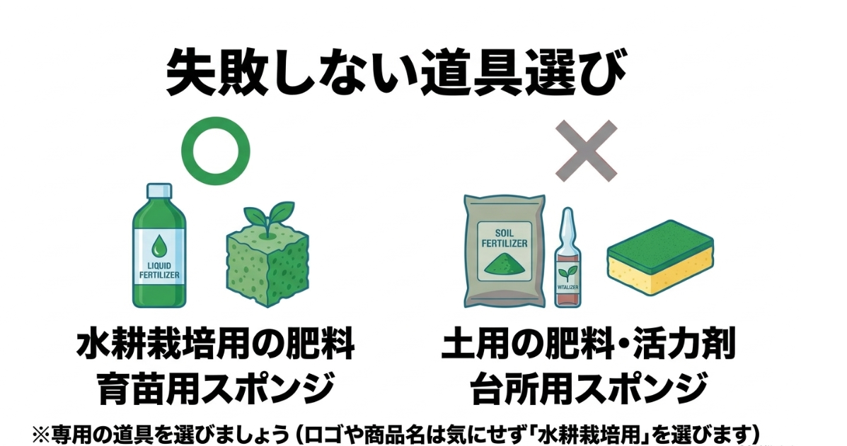 水耕栽培用肥料と育苗スポンジを選び土用肥料や台所用スポンジを避けるポイント