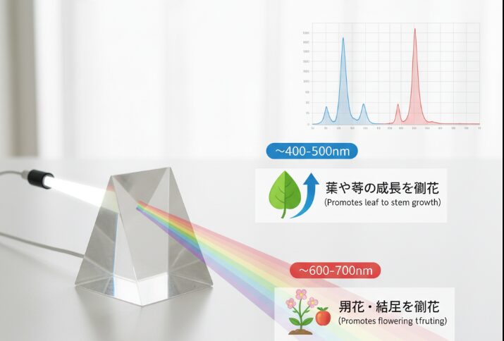 植物の成長を左右する光の色の違い