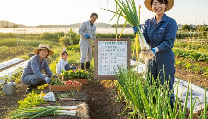 葉が黄色く変色し、生育が止まってしまったネギ。土も固く、ひび割れている様子。