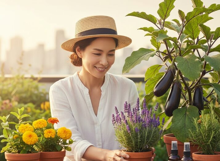 ナスのハダニが嫌うハーブでの予防