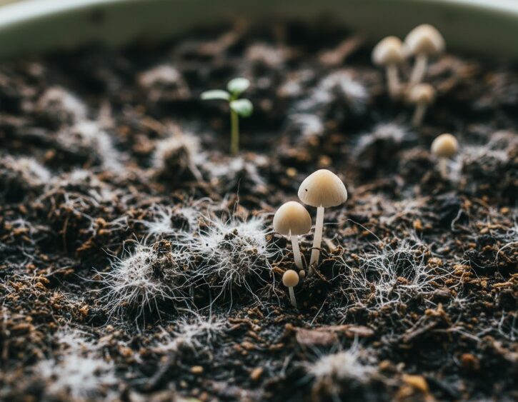土にカビやキノコが生える原因とは