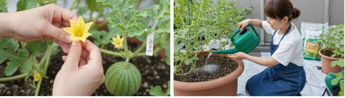 スイカのプランター栽培で重要な受粉と管理