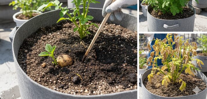 割り箸で土の水分をチェック