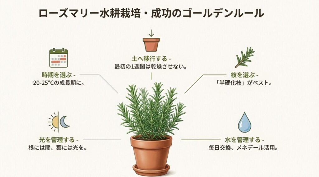 ローズマリーの水耕栽培で根が出ない時の対処