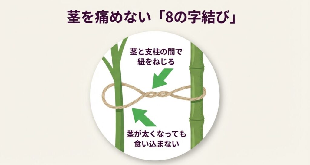 ナス支柱の連結部分の点検ポイントと、台風対策として筋交い(すじかい)を入れて補強する方法