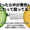切ったきゅうりの中が黄色い断面写真と「これって腐ってる？」という疑問、30秒で確認を促すスライド資料
