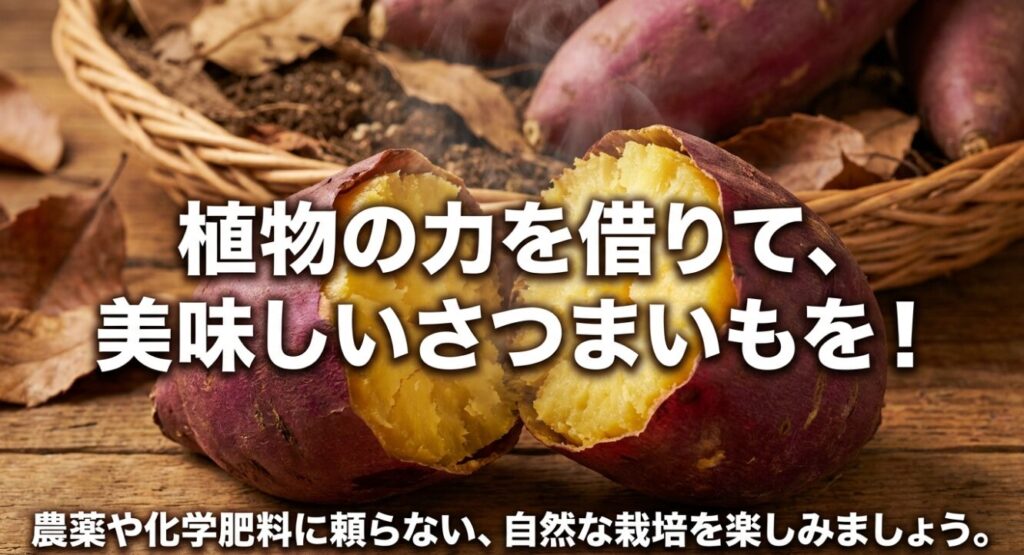植物の力を借りて美味しいさつまいもを。農薬や化学肥料に頼らない自然な栽培を楽しもう。
