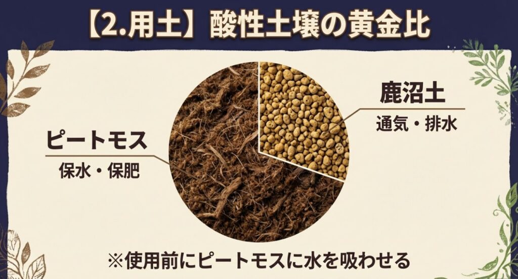 ブルーベリー用土の黄金比(ピートモスと鹿沼土の配合割合)