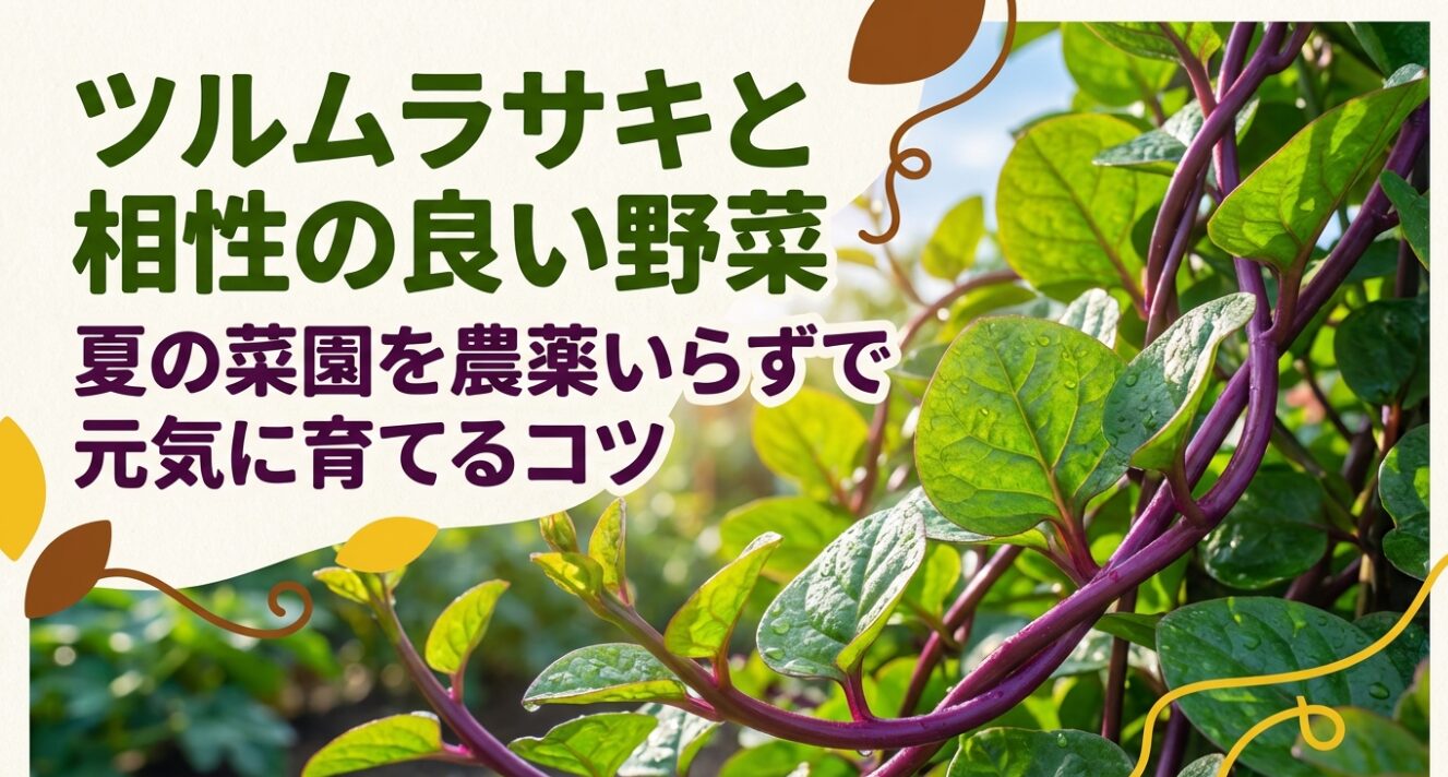 ツルムラサキと相性の良い野菜を紹介するスライドの表紙