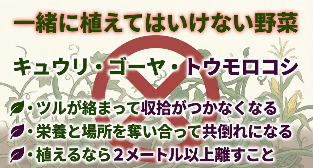 キュウリやトウモロコシなどツルムラサキと一緒に植えてはいけない野菜の注意点