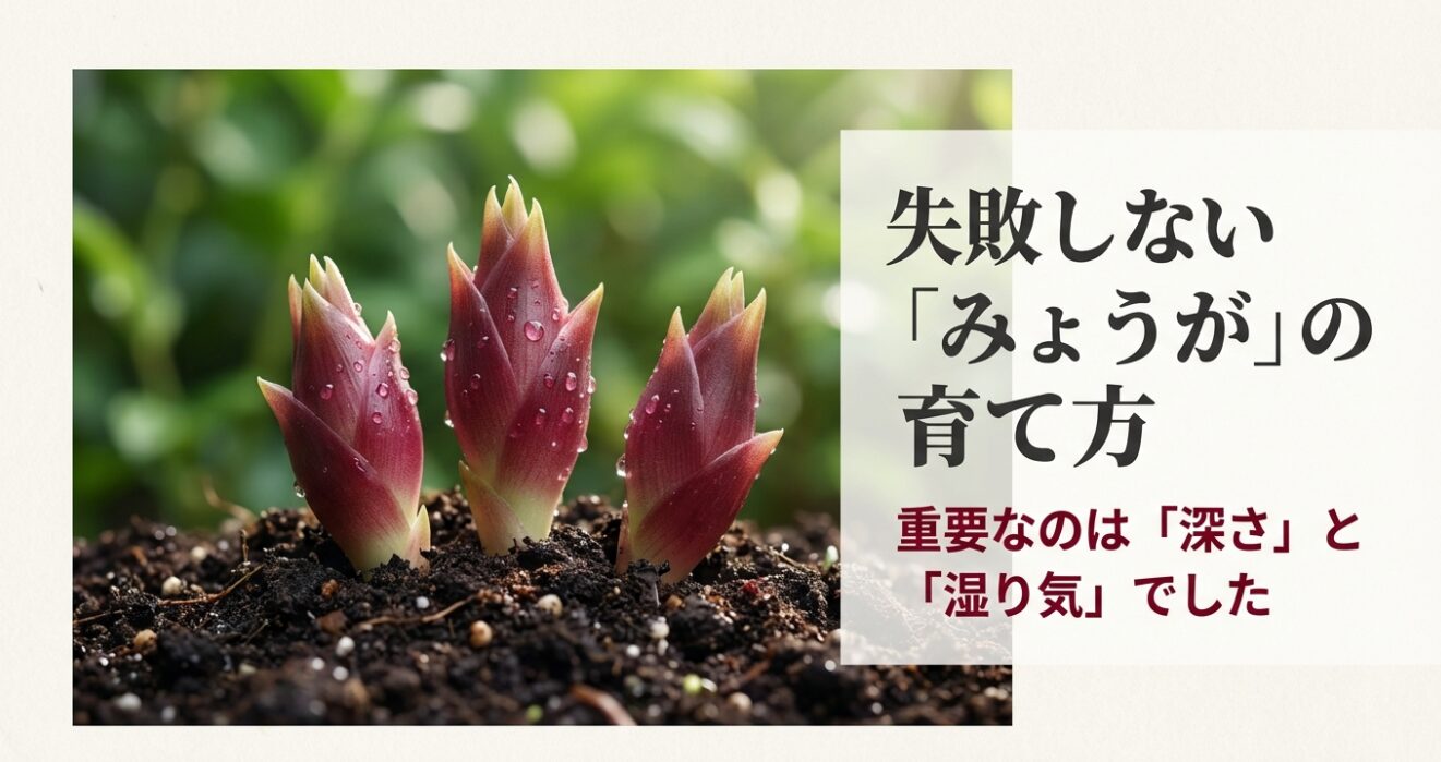 みょうが栽培の失敗しない育て方のポイントを解説したスライド表紙