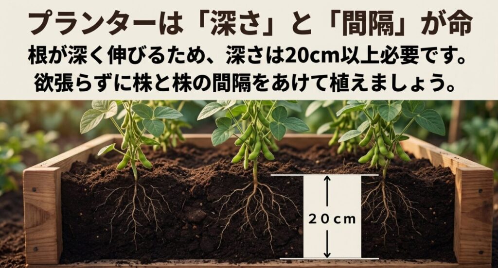 プランターは「深さ」と「間隔」が命 。根が深く伸びるため、深さは20cm以上必要です 。欲張らずに株と株の間隔をあけて植えましょう 。
