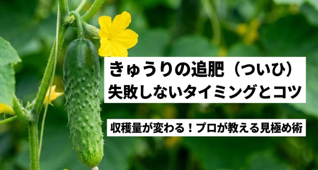 きゅうりの追肥に関する失敗しないタイミングとコツをまとめた表紙画像