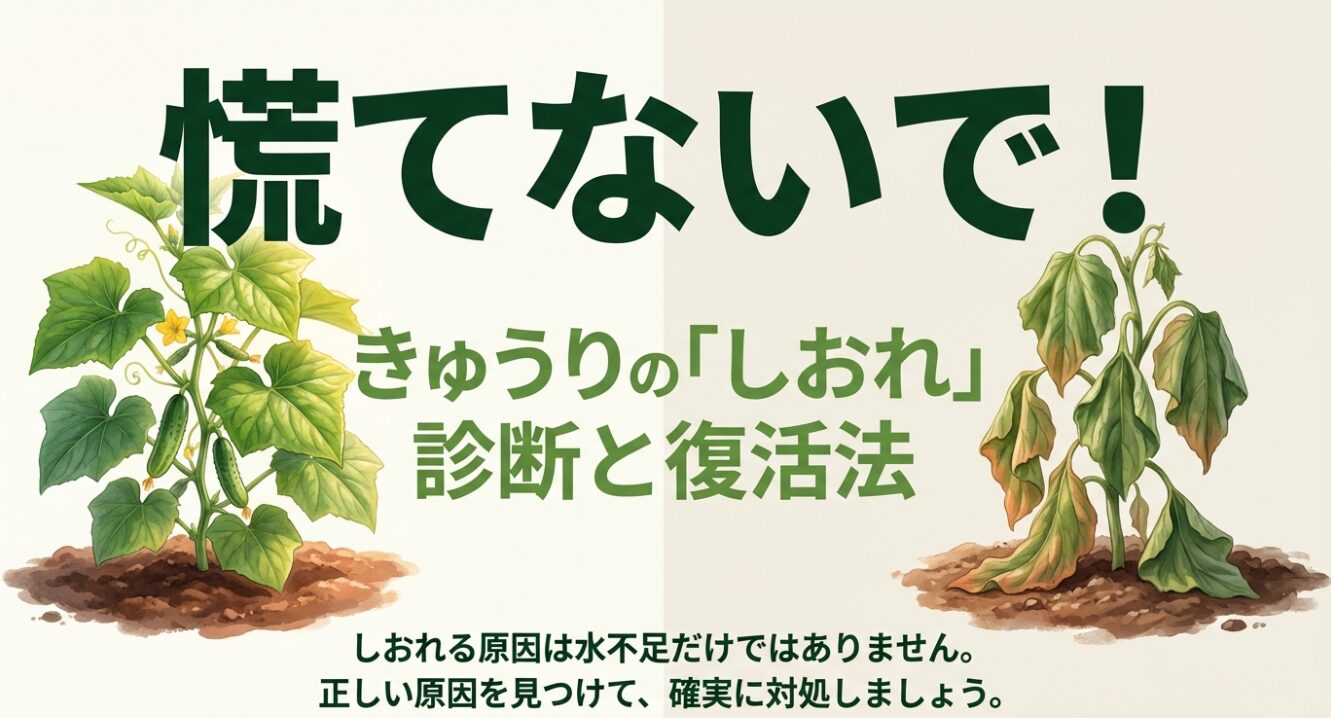 慌てないで！きゅうりのしおれ診断と復活法の解説表紙