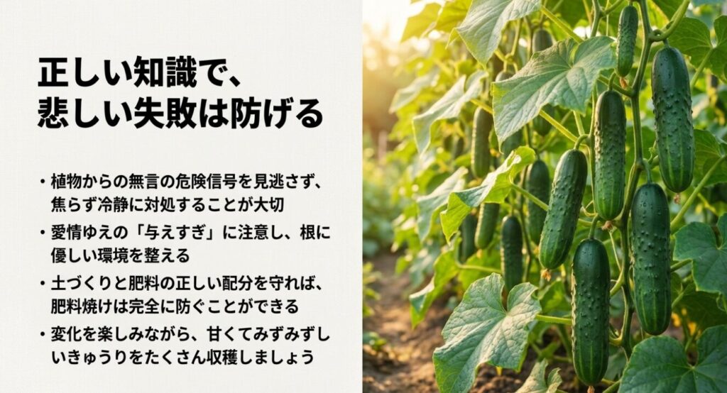 土づくりと肥料の正しい配分を守り、変化を楽しみながらきゅうりをたくさん収穫するためのアドバイスです 。