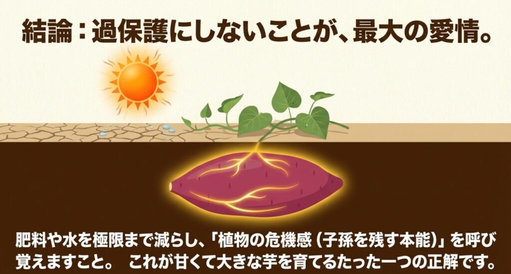 肥料や水を減らして植物の危機感を呼び覚ます、過保護にしない育て方