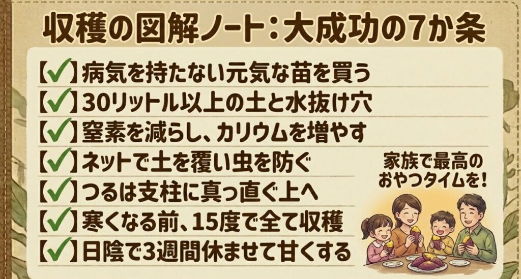 サツマイモ袋栽培で大収穫するための7つの手順チェックリスト
