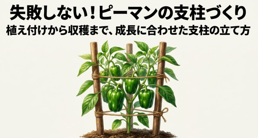 植え付けから収穫まで成長に合わせたピーマンの支柱の立て方