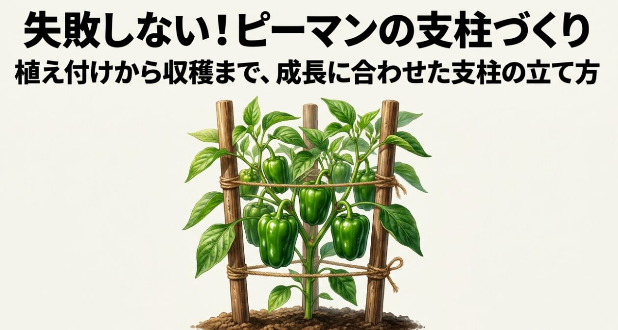 植え付けから収穫まで成長に合わせたピーマンの支柱の立て方