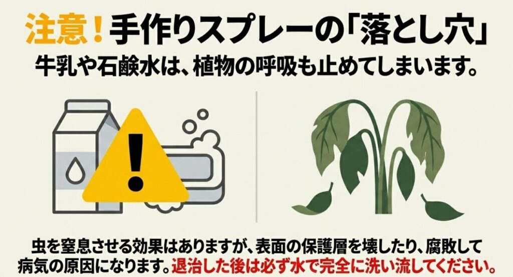 注意！手作りスプレーの落とし穴。牛乳や石鹸水は植物の呼吸も止めてしまう危険性がある