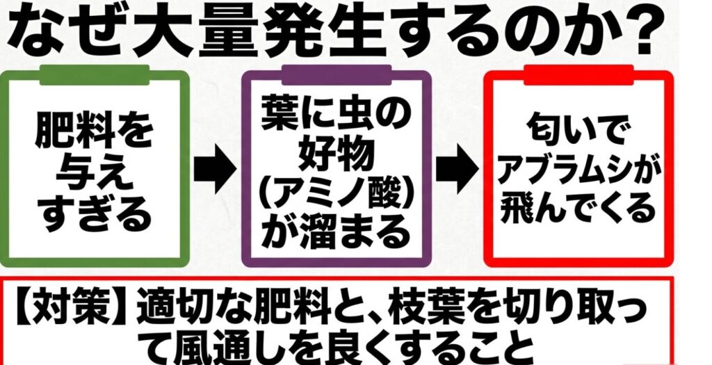 ナスにアブラムシが大量発生する原因（肥料の与えすぎと風通し）