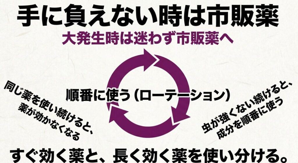 アブラムシ大発生時に有効な市販薬のローテーション散布