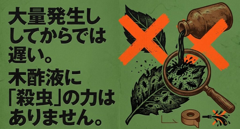 木酢液に殺虫効果はなく大量発生したアブラムシには手遅れ