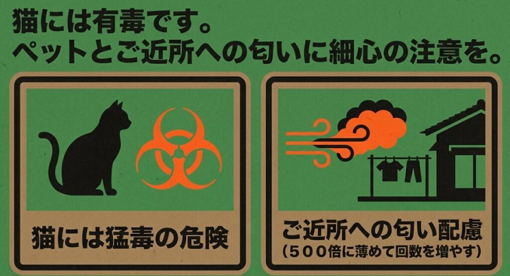 猫に対する木酢液の毒性とご近所への匂い配慮