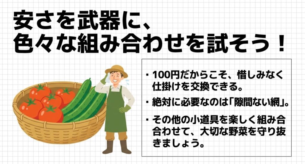 家庭菜園の鳥よけ、100均活用まとめ