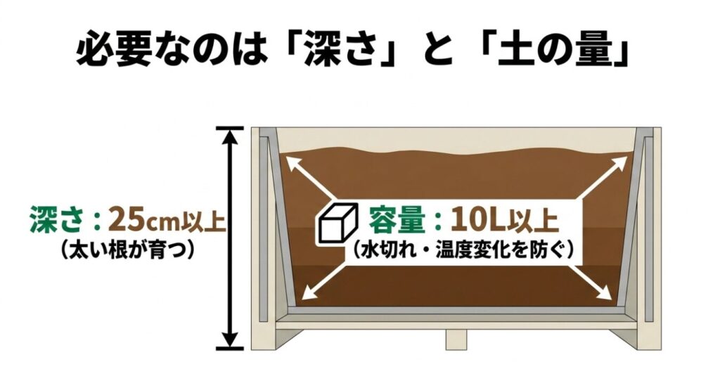 枝豆のプランターに必要なのは深さ25cm以上と土の容量10L以上