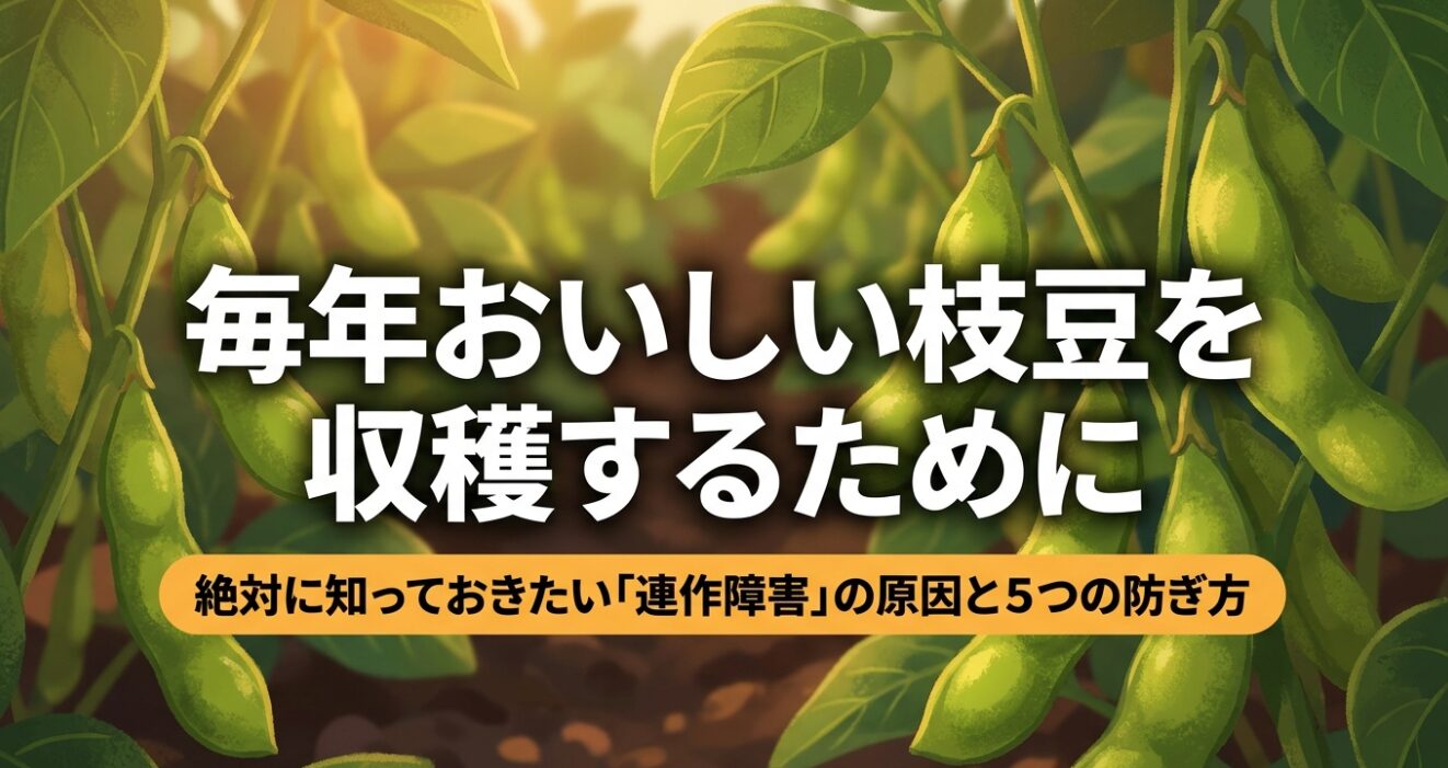 枝豆の連作障害の原因と5つの防ぎ方をまとめたスライド資料の表紙