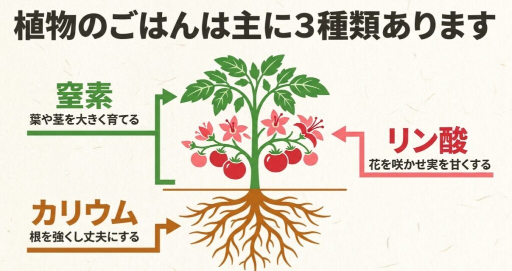窒素・リン酸・カリウムの肥料の三大要素と植物への働き