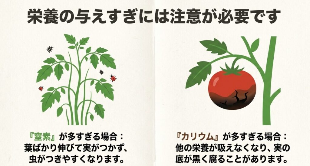窒素やカリウムなど肥料の与えすぎによる野菜のトラブルと注意点