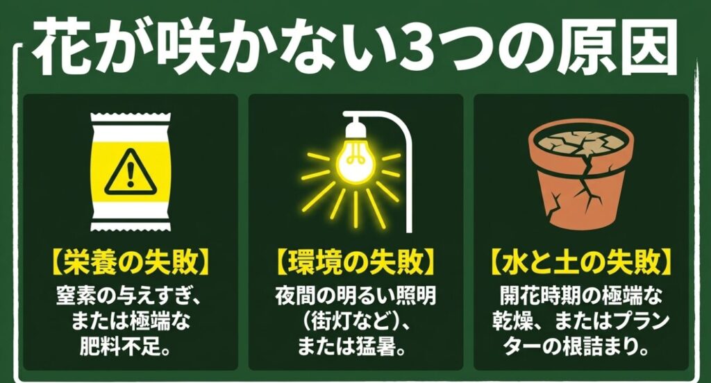 枝豆の花が咲かない3つの原因（栄養の失敗・環境の失敗・水と土の失敗）