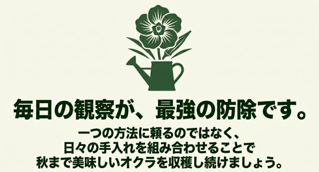 毎日の観察と手入れを組み合わせて秋まで美味しいオクラを収穫する